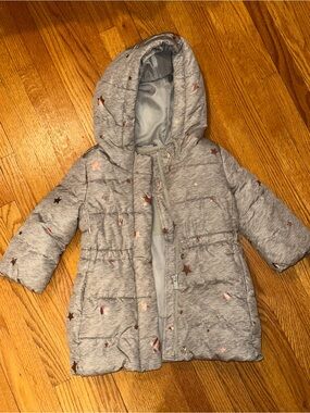 GAP 18-24 Months Grey & Pink Star Coat
